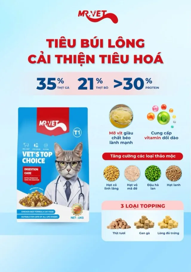 Hạt Mr.Vet 1kg cho mèo